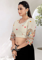 Khadi Ruffle Crop Blouse with Elegant Embroidery - LUBA