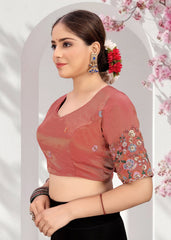 LUBA Elegant Cut - Out Back Blouse with Beadswork Sleeves - LUBA