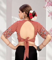 LUBA Elegant Cut - Out Back Blouse with Beadswork Sleeves - LUBA