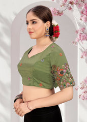 LUBA Elegant Cut - Out Back Blouse with Beadswork Sleeves - LUBA