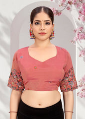 LUBA Elegant Cut - Out Back Blouse with Beadswork Sleeves - LUBA