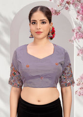 LUBA Elegant Cut - Out Back Blouse with Beadswork Sleeves - LUBA