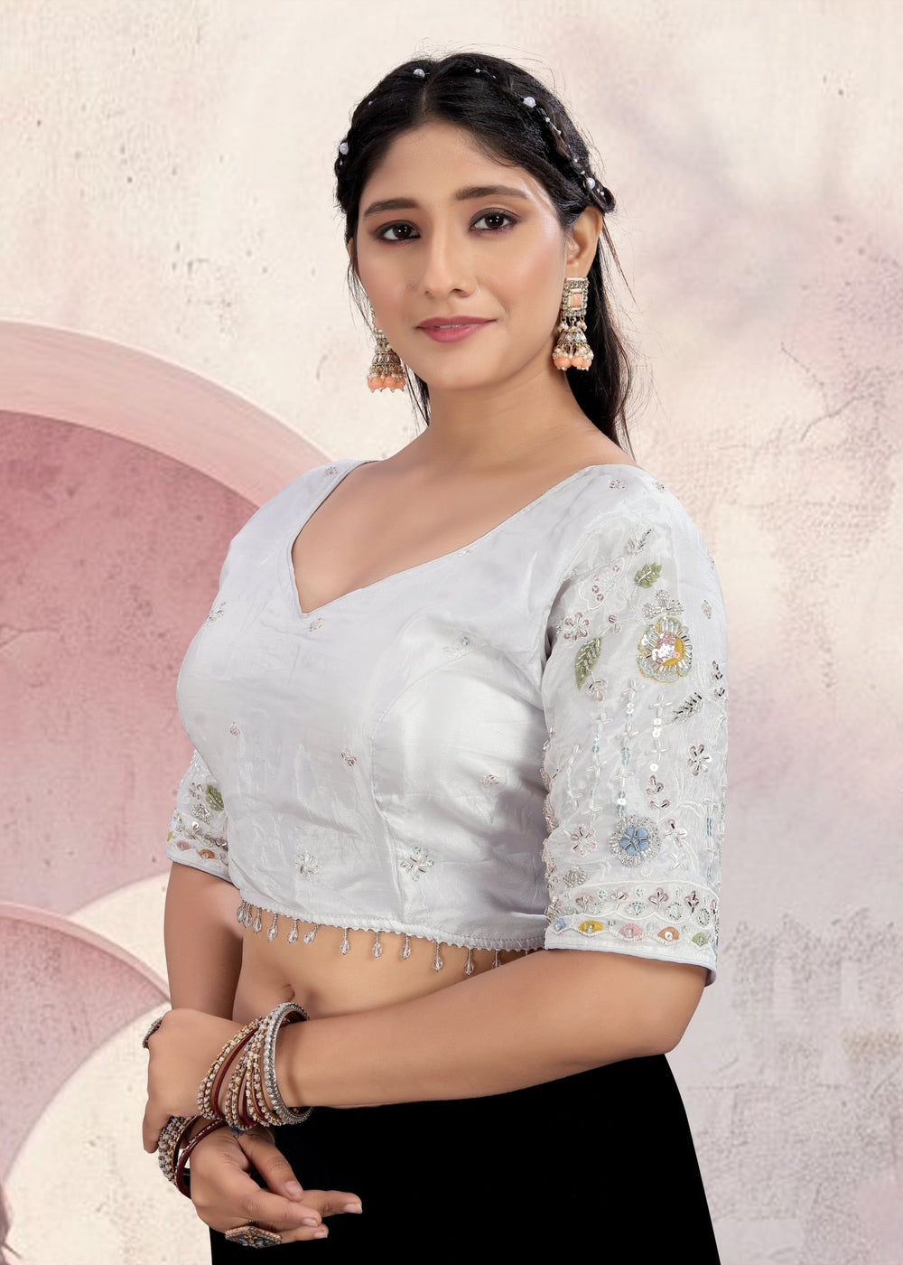 LUBA Ruffle Crop Blouse with Elegant Embroidery - LUBA