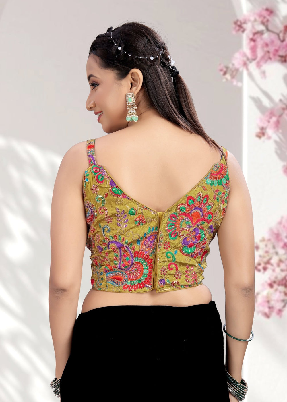 Ruffle Crop Blouse with Elegant Embroidery - LUBA