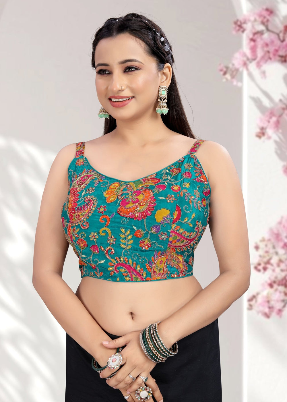 Ruffle Crop Blouse with Elegant Embroidery - LUBA