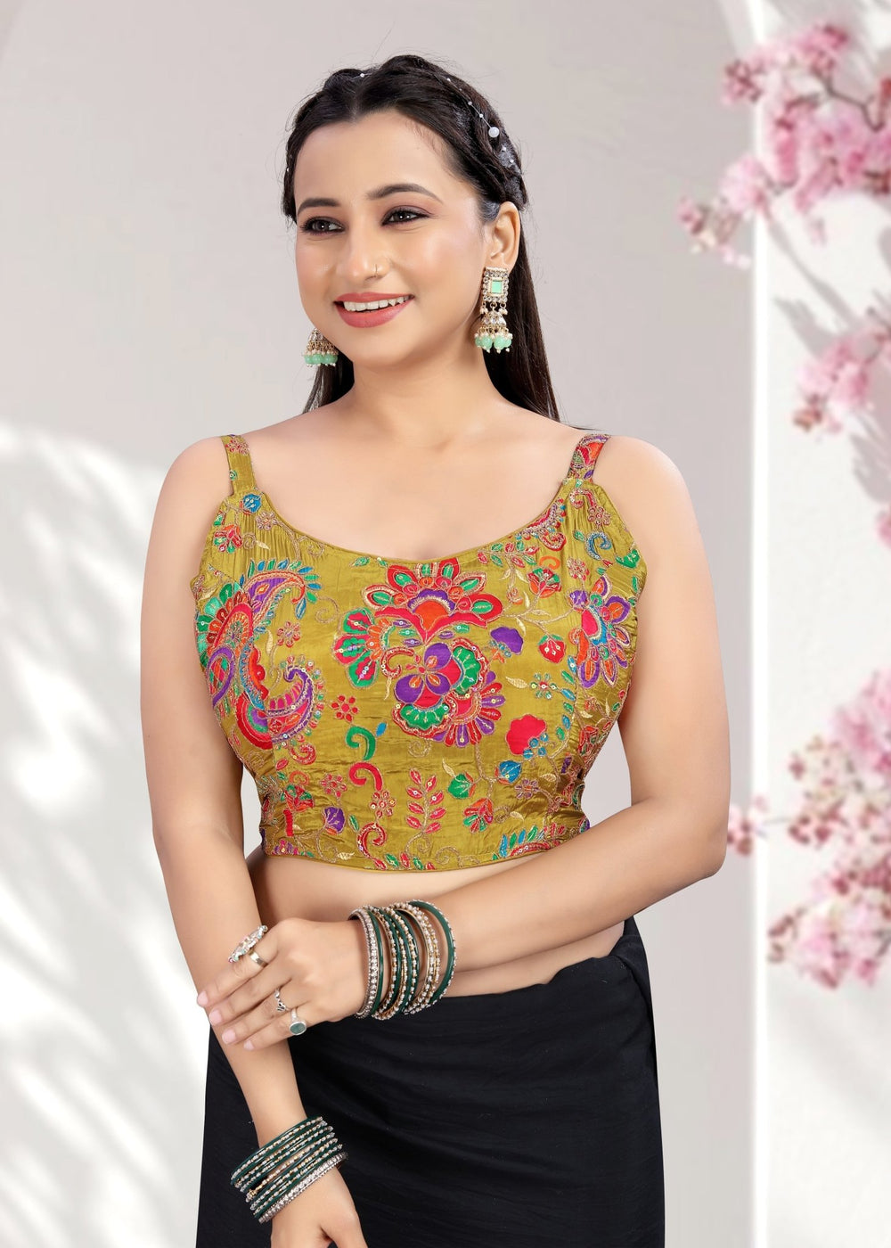 Ruffle Crop Blouse with Elegant Embroidery - LUBA