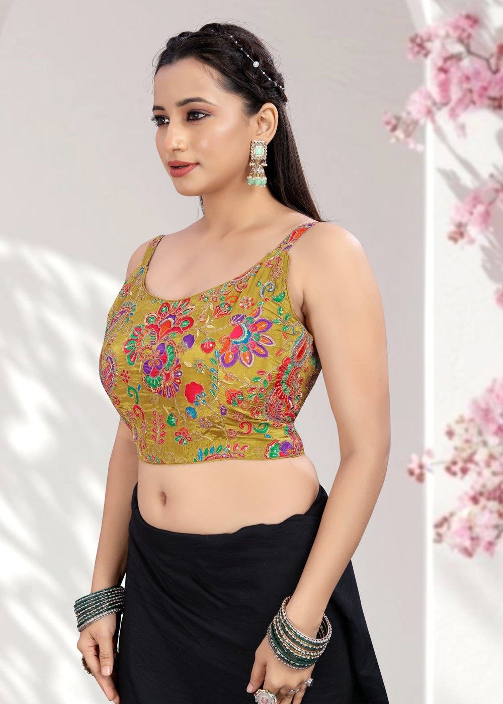 Ruffle Crop Blouse with Elegant Embroidery - LUBA