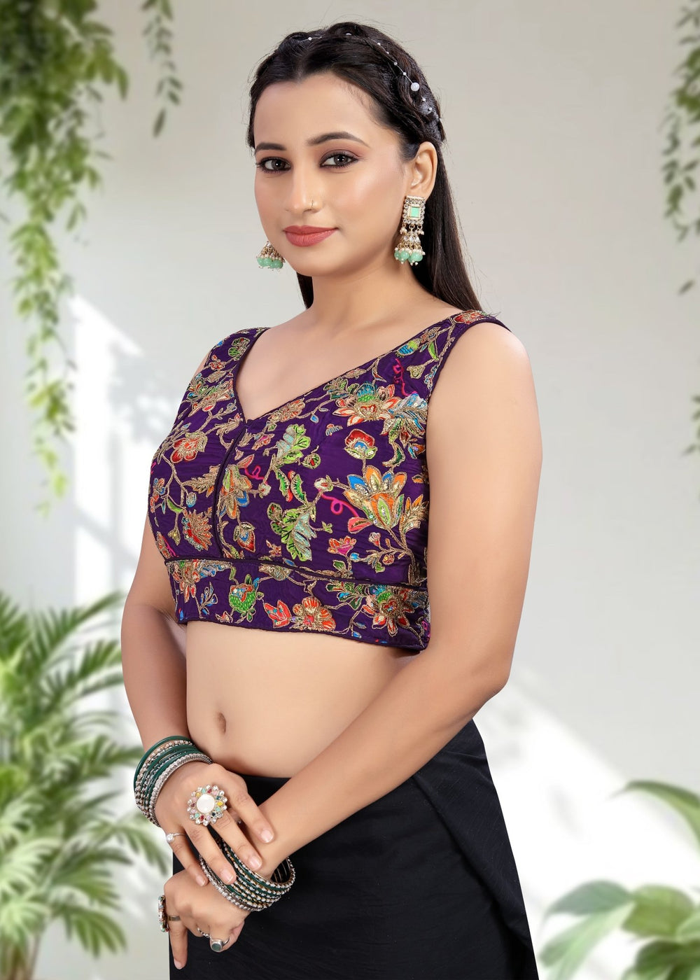 WINE | NATURAL CREPE | POSITION PRINT WORK BLOUSE - LUBA