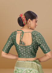 GREEN COLOR JACQUARD BLOUSE - LUBA