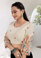 Khadi Ruffle Crop Blouse with Elegant Embroidery - LUBA