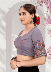 LUBA Elegant Cut - Out Back Blouse with Beadswork Sleeves - LUBA