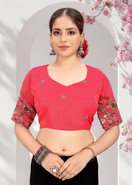 LUBA Elegant Cut - Out Back Blouse with Beadswork Sleeves - LUBA