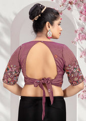 LUBA Elegant Cut - Out Back Blouse with Beadswork Sleeves - LUBA