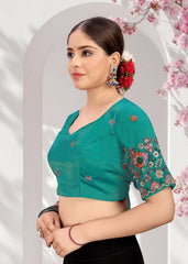 LUBA Elegant Cut - Out Back Blouse with Beadswork Sleeves - LUBA