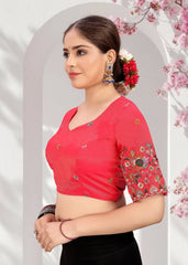 LUBA Elegant Cut - Out Back Blouse with Beadswork Sleeves - LUBA