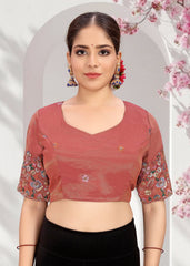 LUBA Elegant Cut - Out Back Blouse with Beadswork Sleeves - LUBA