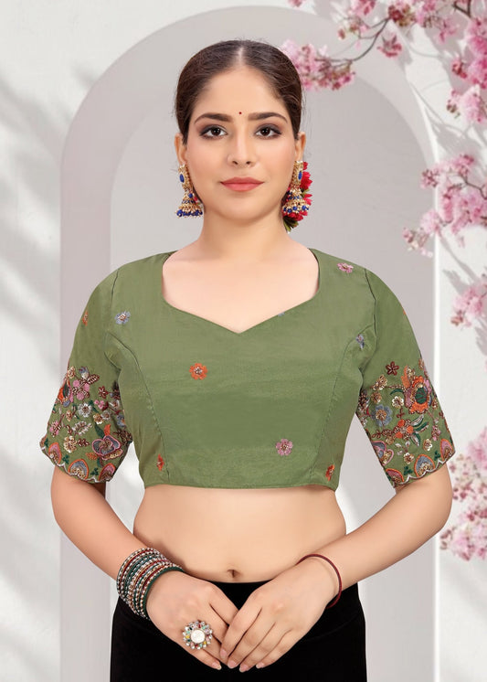 LUBA Elegant Cut - Out Back Blouse with Beadswork Sleeves - LUBA