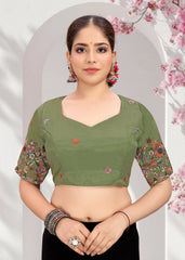 LUBA Elegant Cut - Out Back Blouse with Beadswork Sleeves - LUBA