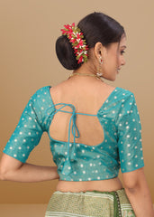 RAMA GREEN JACQUARD BLOUSE - LUBA