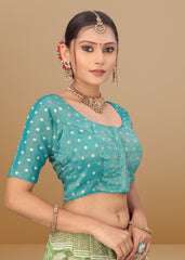 RAMA GREEN JACQUARD BLOUSE - LUBA