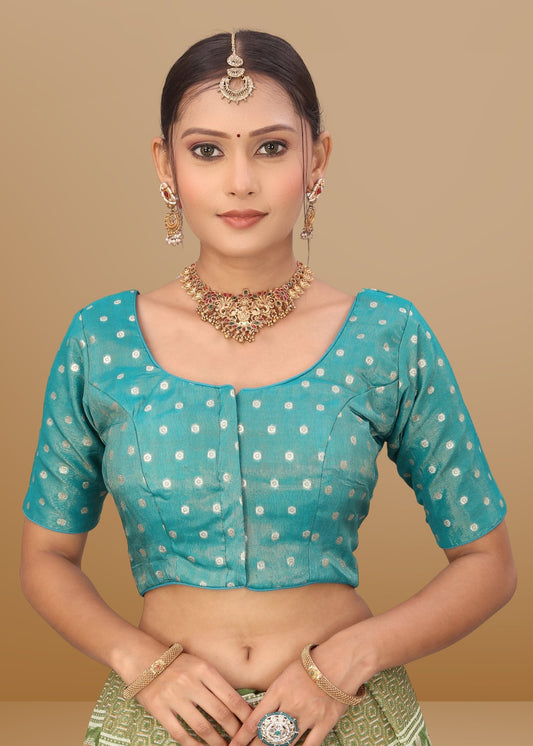 RAMA GREEN JACQUARD BLOUSE - LUBA