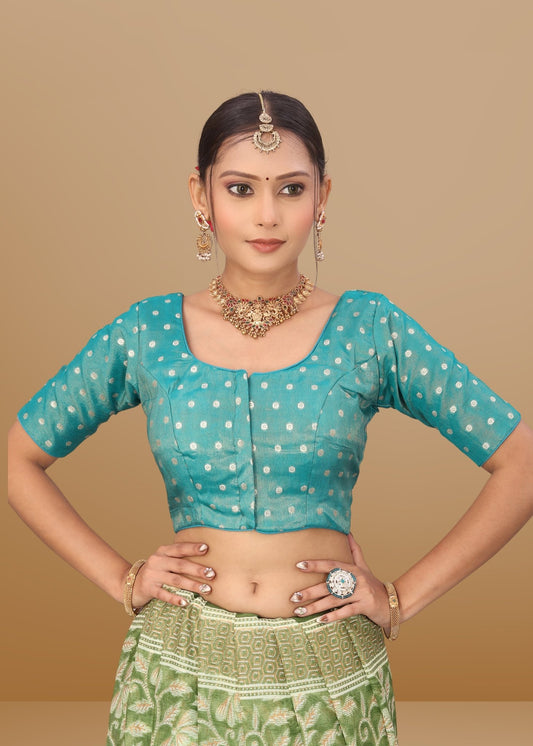 RAMA GREEN JACQUARD BLOUSE - LUBA
