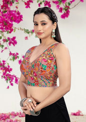 ROSE PINK | NATURAL CRAPE | POSITION PRINT WORK BLOUSE - LUBA