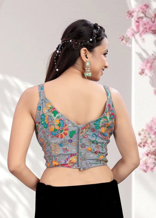 Ruffle Crop Blouse with Elegant Embroidery - LUBA