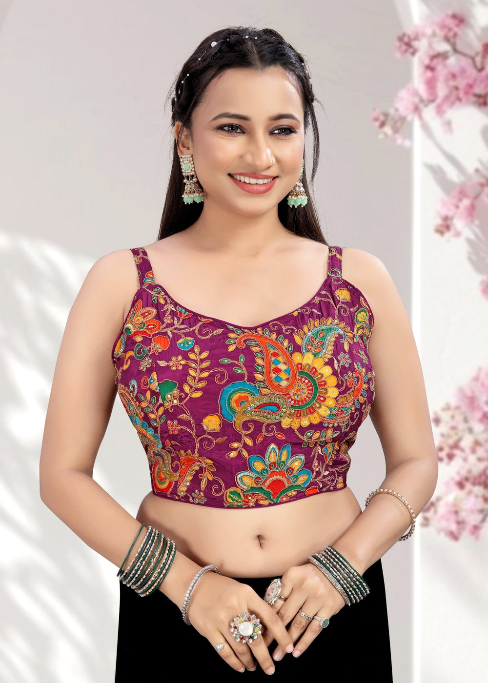 Ruffle Crop Blouse with Elegant Embroidery - LUBA