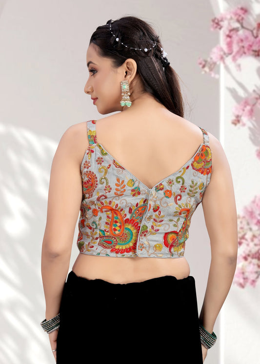 Ruffle Crop Blouse with Elegant Embroidery - LUBA