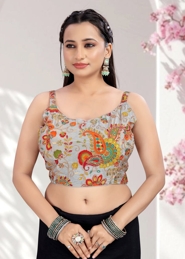 Ruffle Crop Blouse with Elegant Embroidery - LUBA