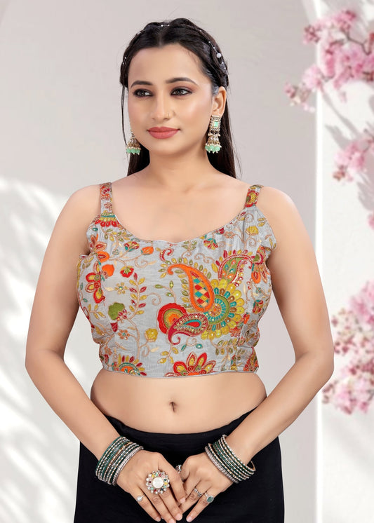 Ruffle Crop Blouse with Elegant Embroidery - LUBA