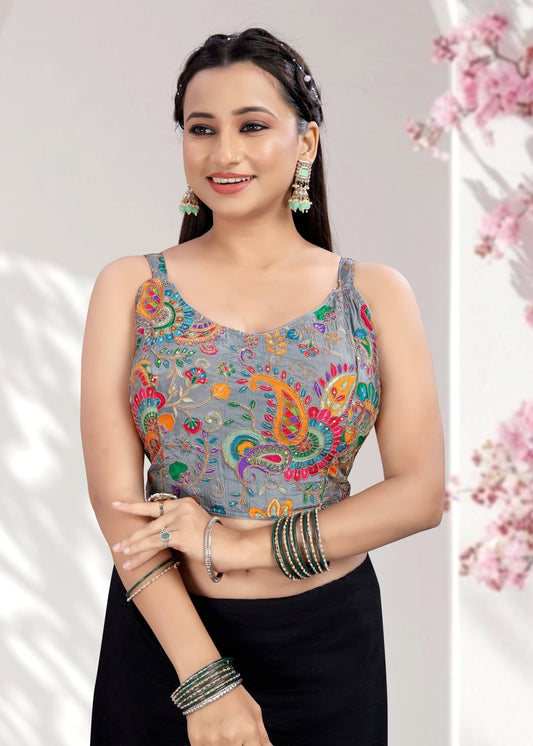 Ruffle Crop Blouse with Elegant Embroidery - LUBA