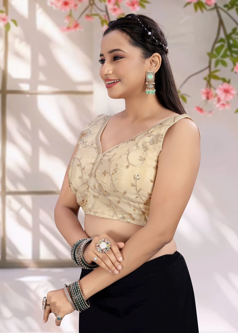 Ruffle Crop Blouse with Elegant Embroidery - LUBA