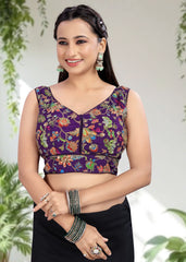 WINE | NATURAL CREPE | POSITION PRINT WORK BLOUSE - LUBA